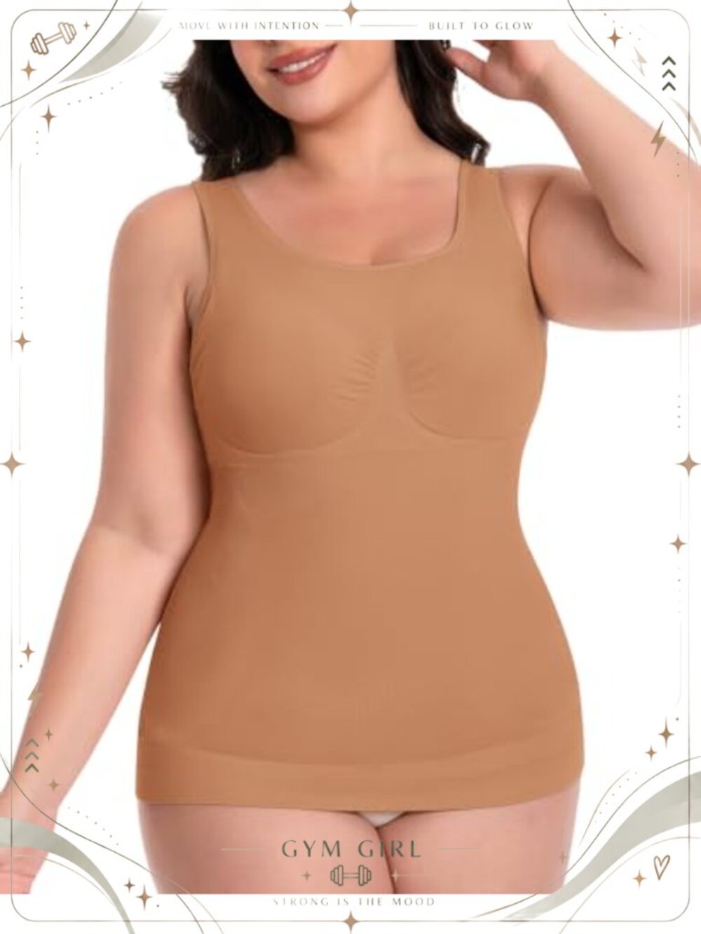 Scoop Neck Shapewear Tank Top Built-in Bra Tummy Control Seamless Cami